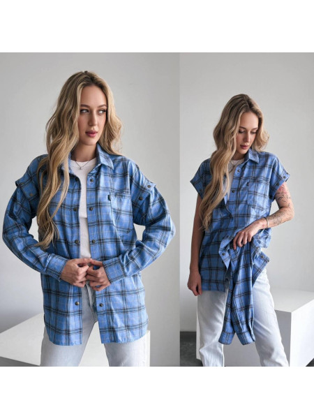 Сорочка жилет трансформер клітинка 134/5366