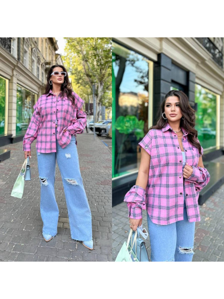 Сорочка жилет трансформер клітинка 134/5366