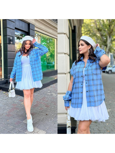 Сорочка жилет трансформер клітинка 134/5366