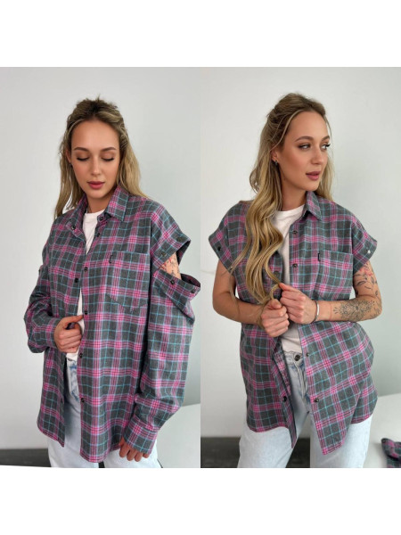 Сорочка жилет трансформер клітинка 134/5366