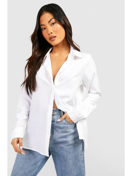 Біла маленька ткана сорочка з довгим рукавом