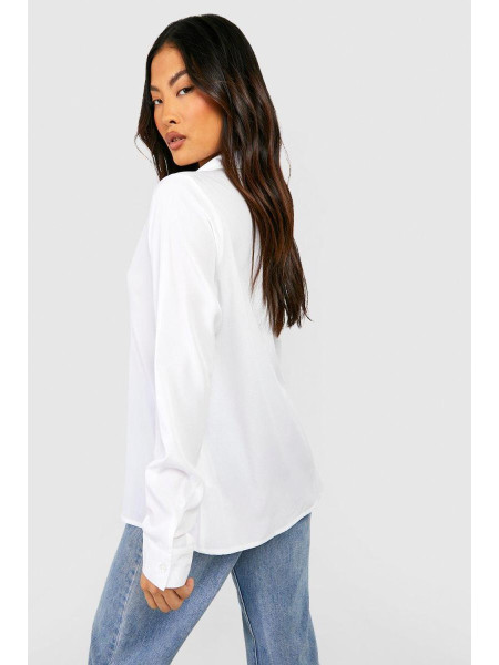 Біла маленька ткана сорочка з довгим рукавом