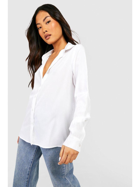Біла маленька ткана сорочка з довгим рукавом