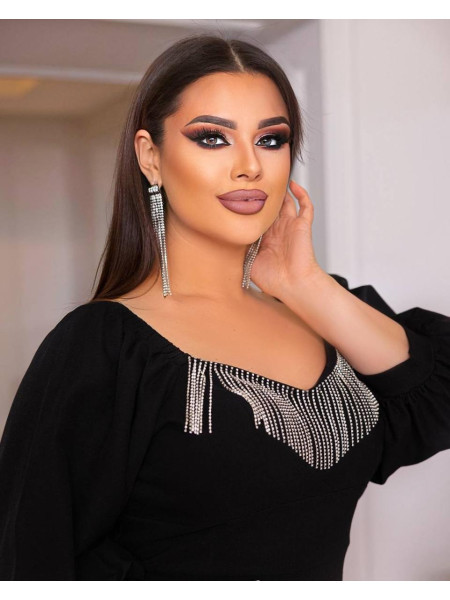 Сукня джинсова чорна бахрома груди 