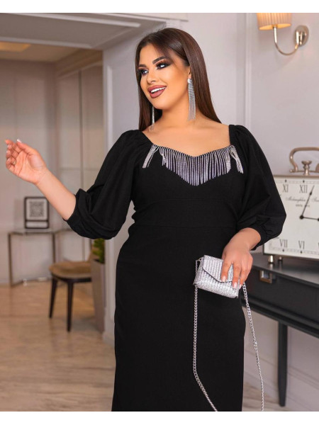 Сукня джинсова чорна бахрома груди 