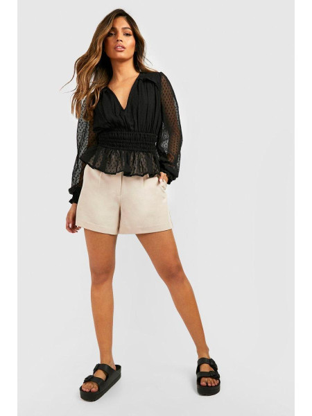 Блуза з довгим рукавом із сітчастої тканини кольору слонової кістки