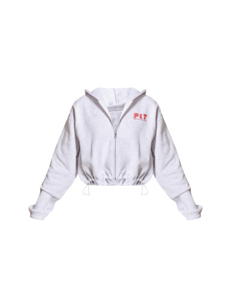 PrettyLittlething Grey Marl Elasticated Hem Zip up толстовка