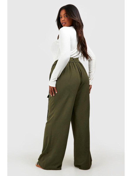 Плюс широкі брюки з плетеними текстурованими поясами