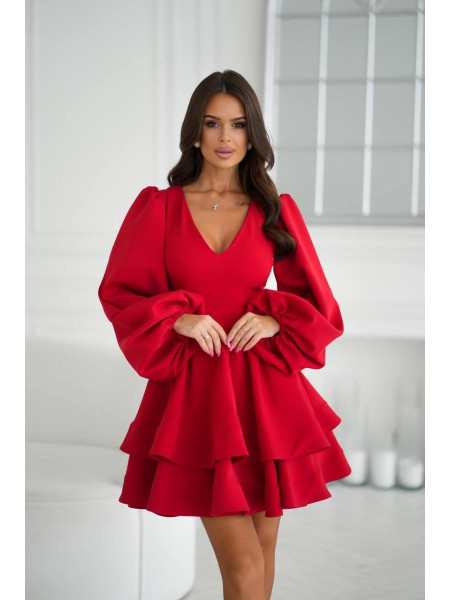 Сукня з подвійною спідницею об’ємними рукавами 