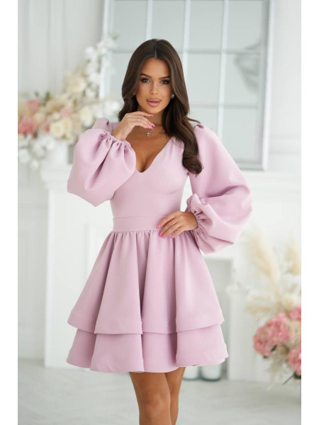 Сукня з подвійною спідницею об’ємними рукавами 