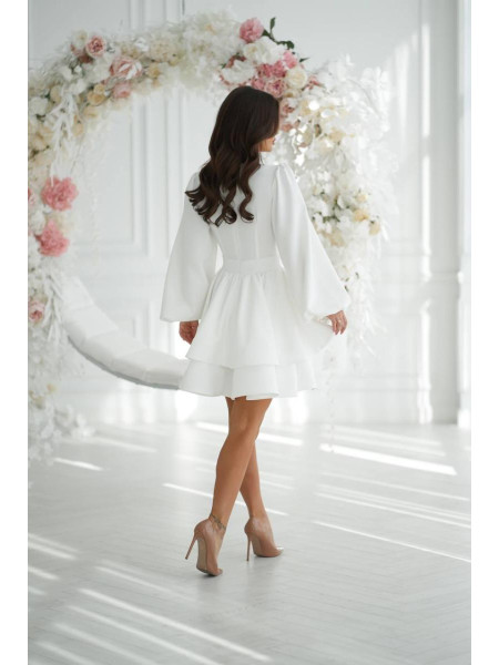 Сукня з подвійною спідницею об’ємними рукавами 