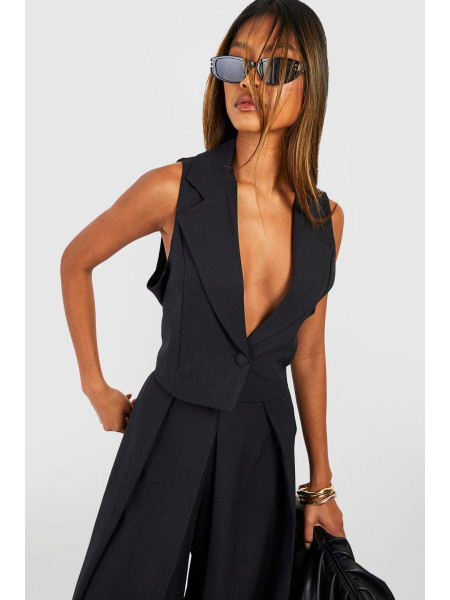 Укорочений жилет із льону