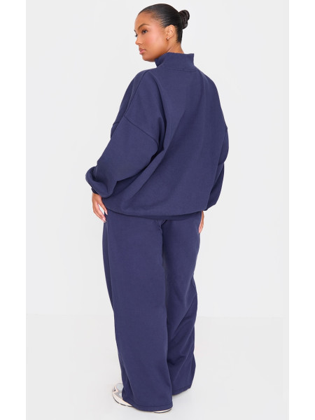 Додатковий темно-синій світшот преміум-класу з високим горлом і блискавкою