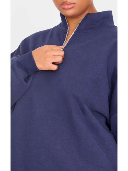 Додатковий темно-синій світшот преміум-класу з високим горлом і блискавкою