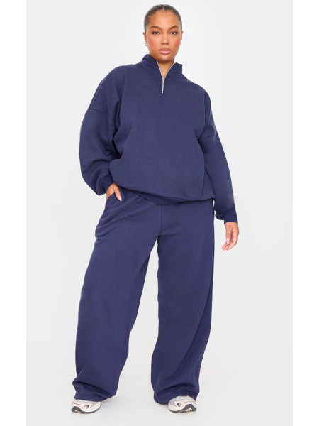 Додатковий темно-синій світшот преміум-класу з високим горлом і блискавкою