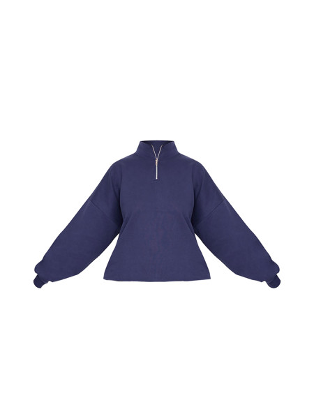 Додатковий темно-синій світшот преміум-класу з високим горлом і блискавкою