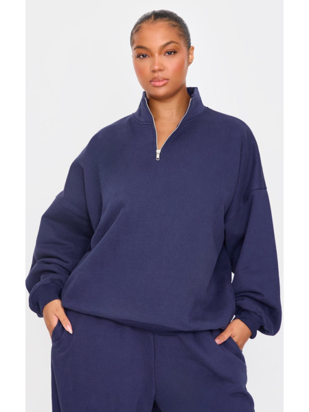 Додатковий темно-синій світшот преміум-класу з високим горлом і блискавкою