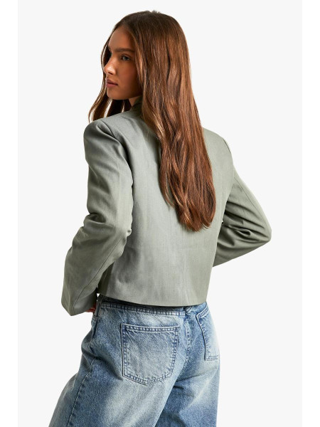 Тканий укорочений піджак без коміра