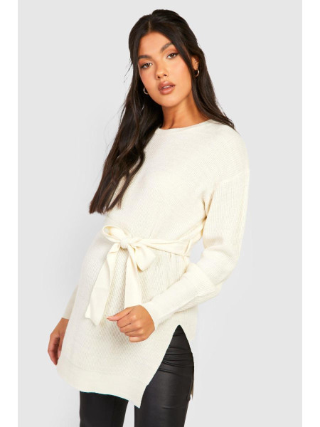 Трикотажний джемпер із зав’язкою на талії для вагітних