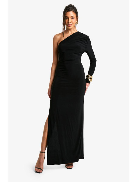 Сукня максі з одним рукавом і високим розрізом