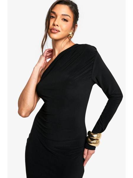 Сукня максі з одним рукавом і високим розрізом