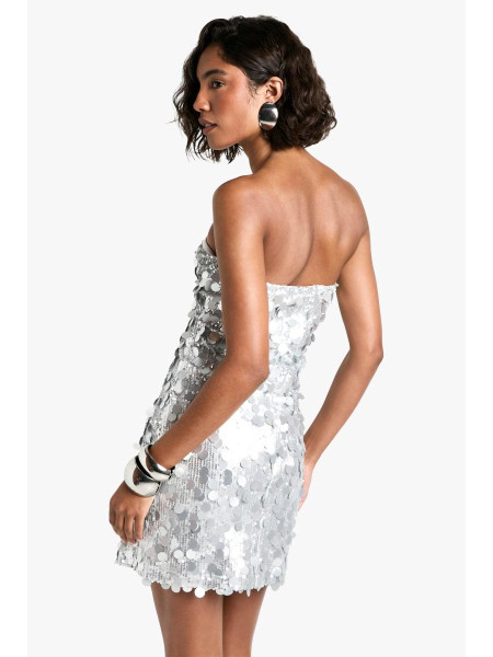 Висока міні-сукня-бандо з паєтками