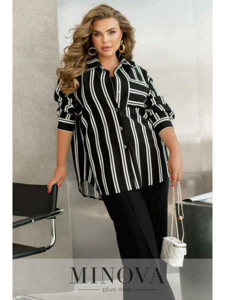 Лляна сорочка у смужку 