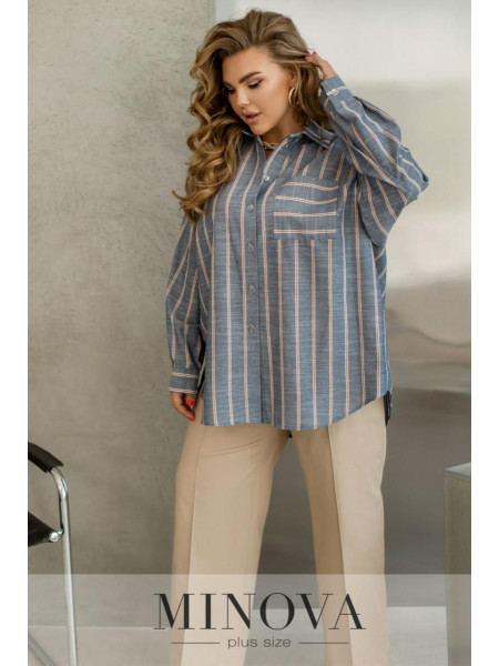 Лляна сорочка у смужку 