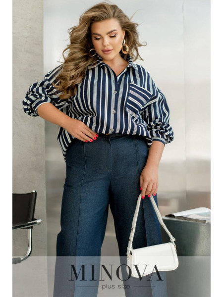 Лляна сорочка у смужку 