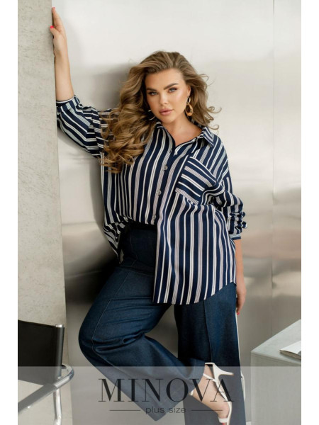 Лляна сорочка у смужку 