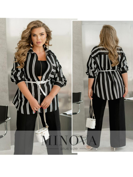 Лляна сорочка у смужку 