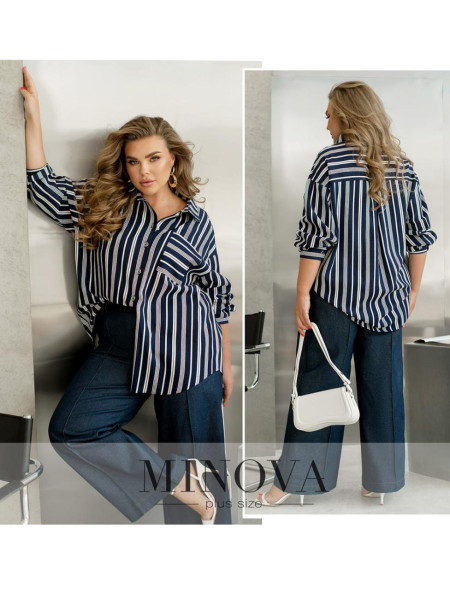 Лляна сорочка у смужку 