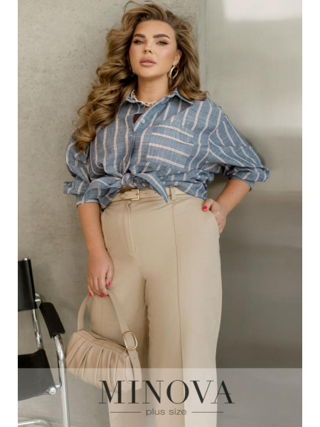 Лляна сорочка у смужку 