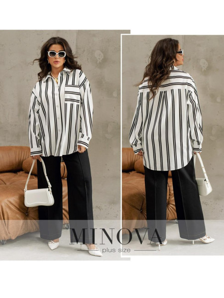 Лляна сорочка у смужку 