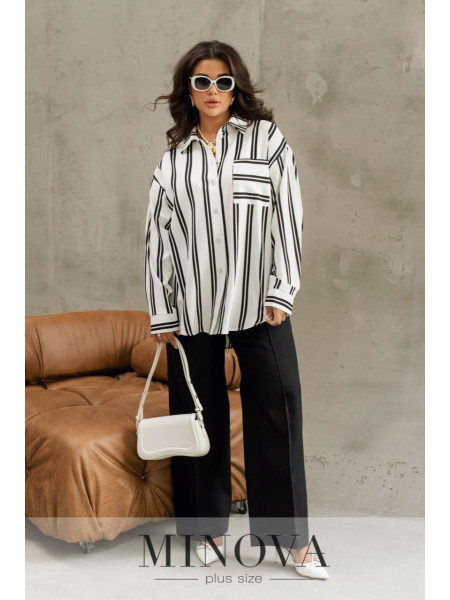 Лляна сорочка у смужку 