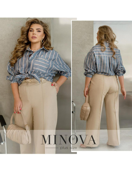 Лляна сорочка у смужку 