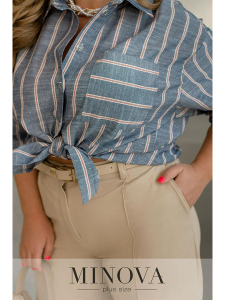 Лляна сорочка у смужку 