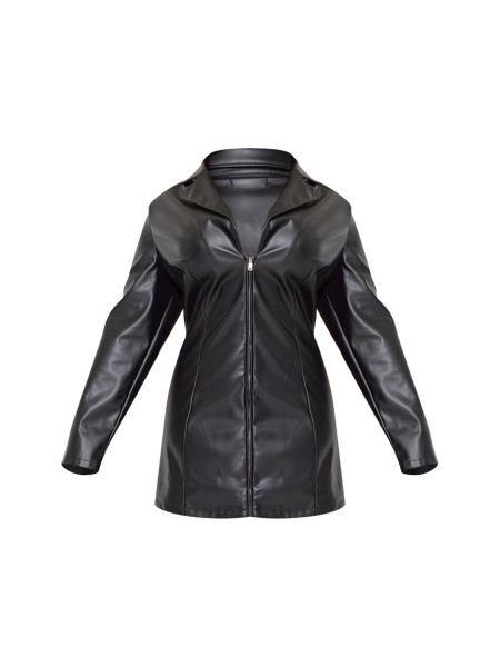 Плюс чорна сукня-піджак зі штучної шкіри на блискавці