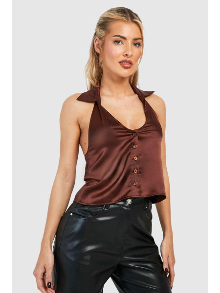 Атласна блузка кольору хакі