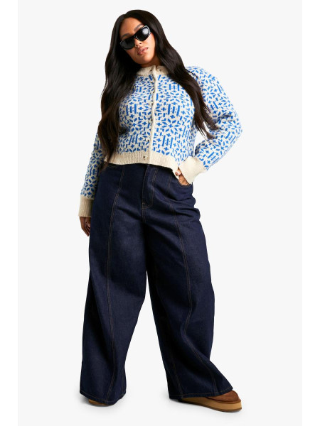 Плюс преміальний в'язаний кардиган із різдвяною ярмаркою