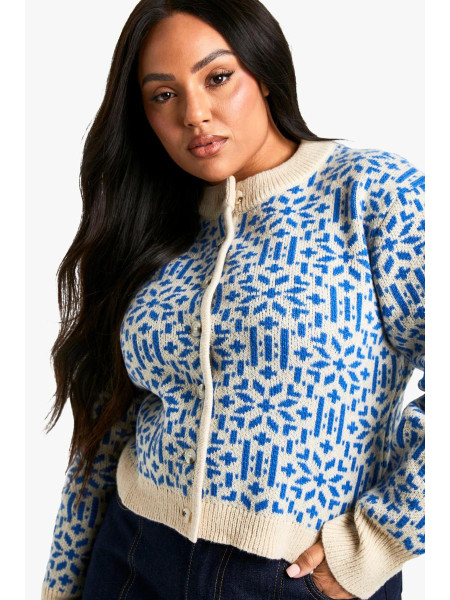 Плюс преміальний в'язаний кардиган із різдвяною ярмаркою