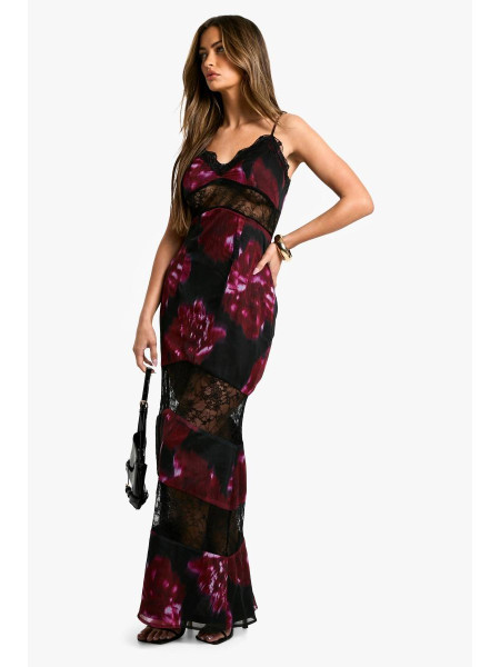 Темне квіткове мережеве плаття максі