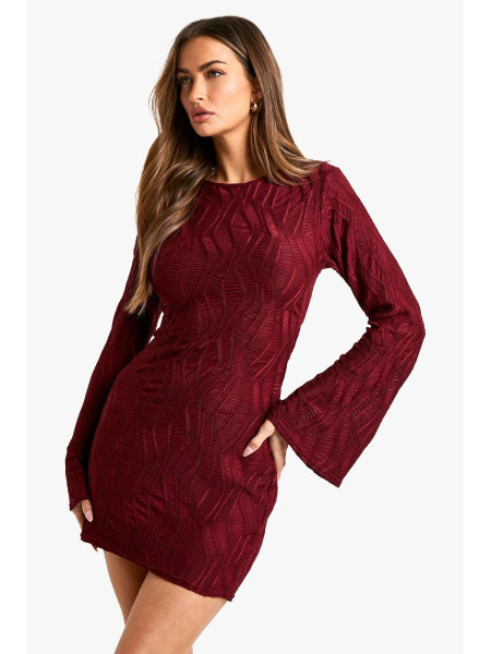 Текстурована міні-сукня з розкльошеними рукавами