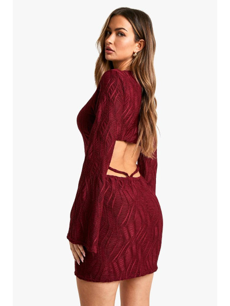 Текстурована міні-сукня з розкльошеними рукавами