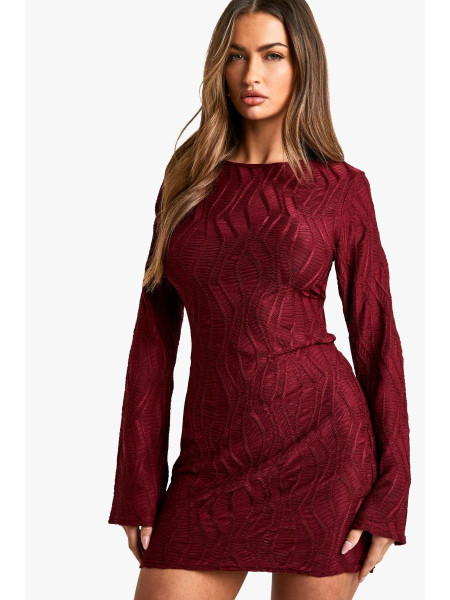 Текстурована міні-сукня з розкльошеними рукавами