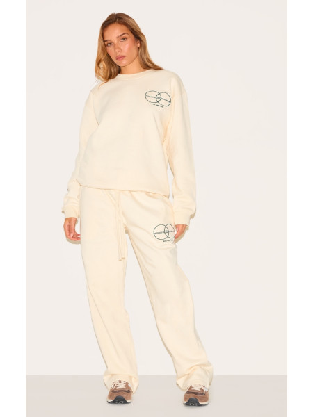 Кремове коло оздоровлення преміум -друк негабаритна толстовка