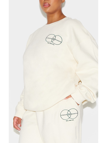 Кремове коло оздоровлення преміум -друк негабаритна толстовка