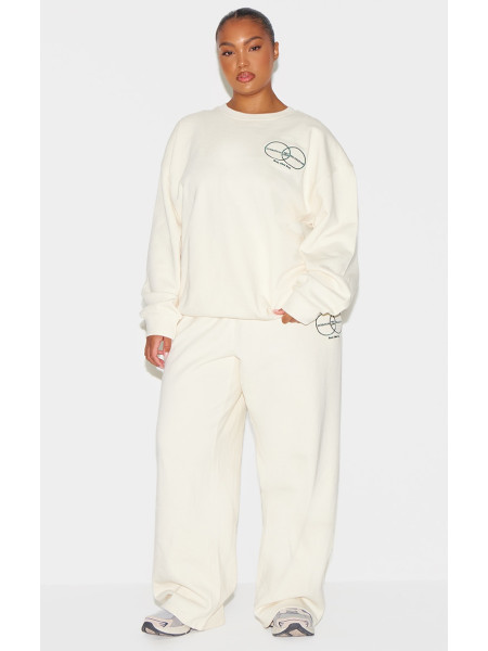 Кремове коло оздоровлення преміум -друк негабаритна толстовка