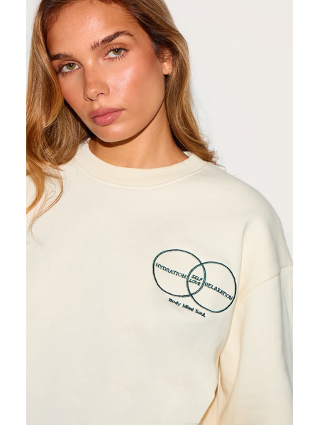 Кремове коло оздоровлення преміум -друк негабаритна толстовка