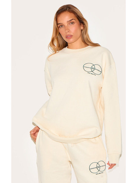 Кремове коло оздоровлення преміум -друк негабаритна толстовка